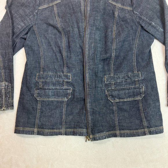 PENNINGTONS Women's 16 Jean Jacket Denim Blue Casual Zip-Up Classic Outerwear - Picture 4 of 16